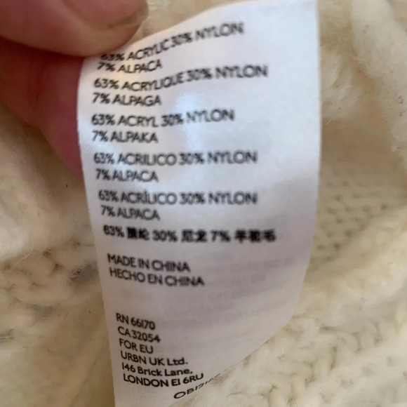 Anthropologie Ramona Chunky Cable Knit V-Neck Sweater  Ivory Alpaca xs - Picture 11 of 11